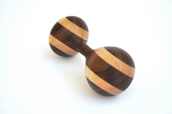 Heirloom Maple and Walnut striped Baby Rattle